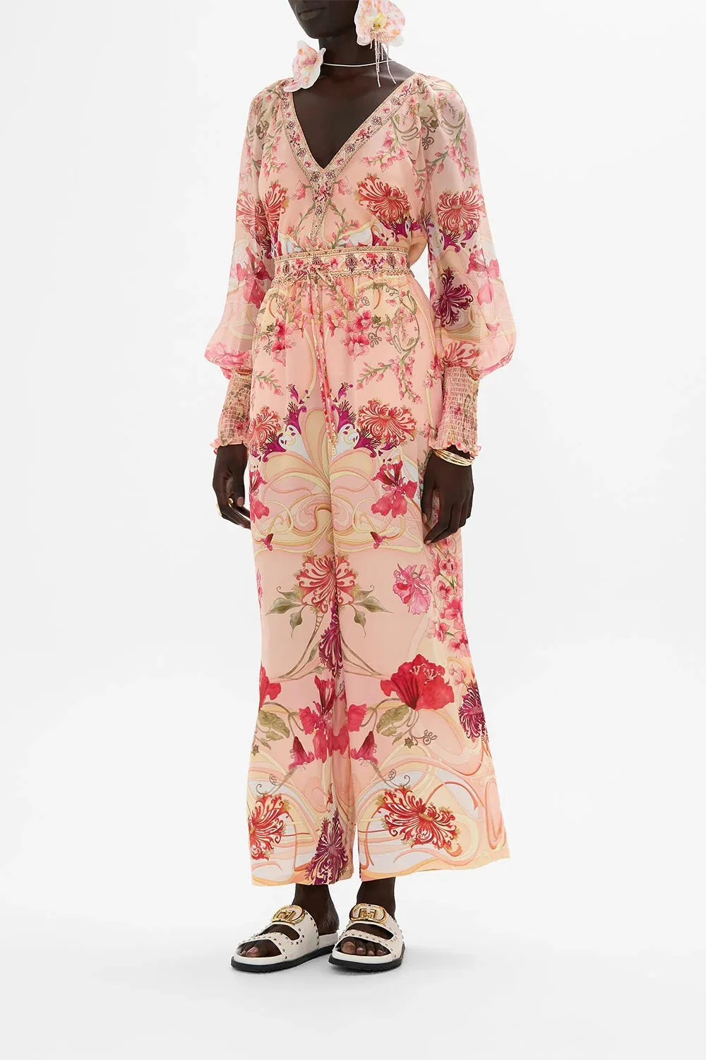 Blossoms And Brushstrokes Wide Leg Pants