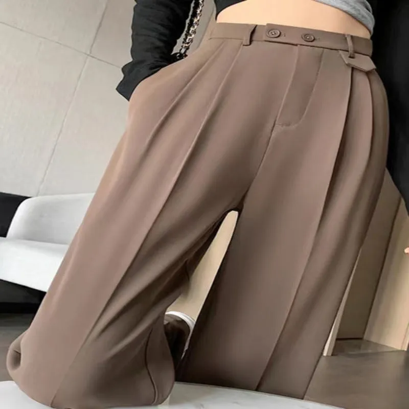 Casual Loose Fit High Waist Wide Leg Pants For Females