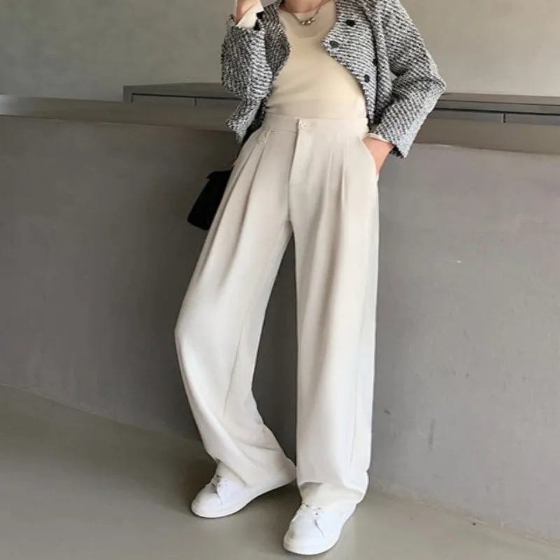 Casual Loose Fit High Waist Wide Leg Pants For Women