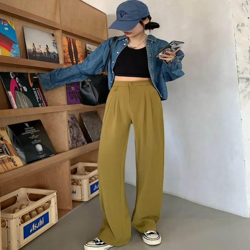 Casual Loose Fit High Waist Wide Leg Pants For Women