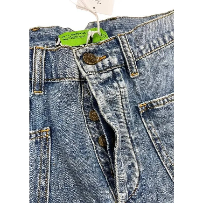 Free People x Sandrine Rose High Waisted Buckle Distressed Jeans Denim Women’s 27 New