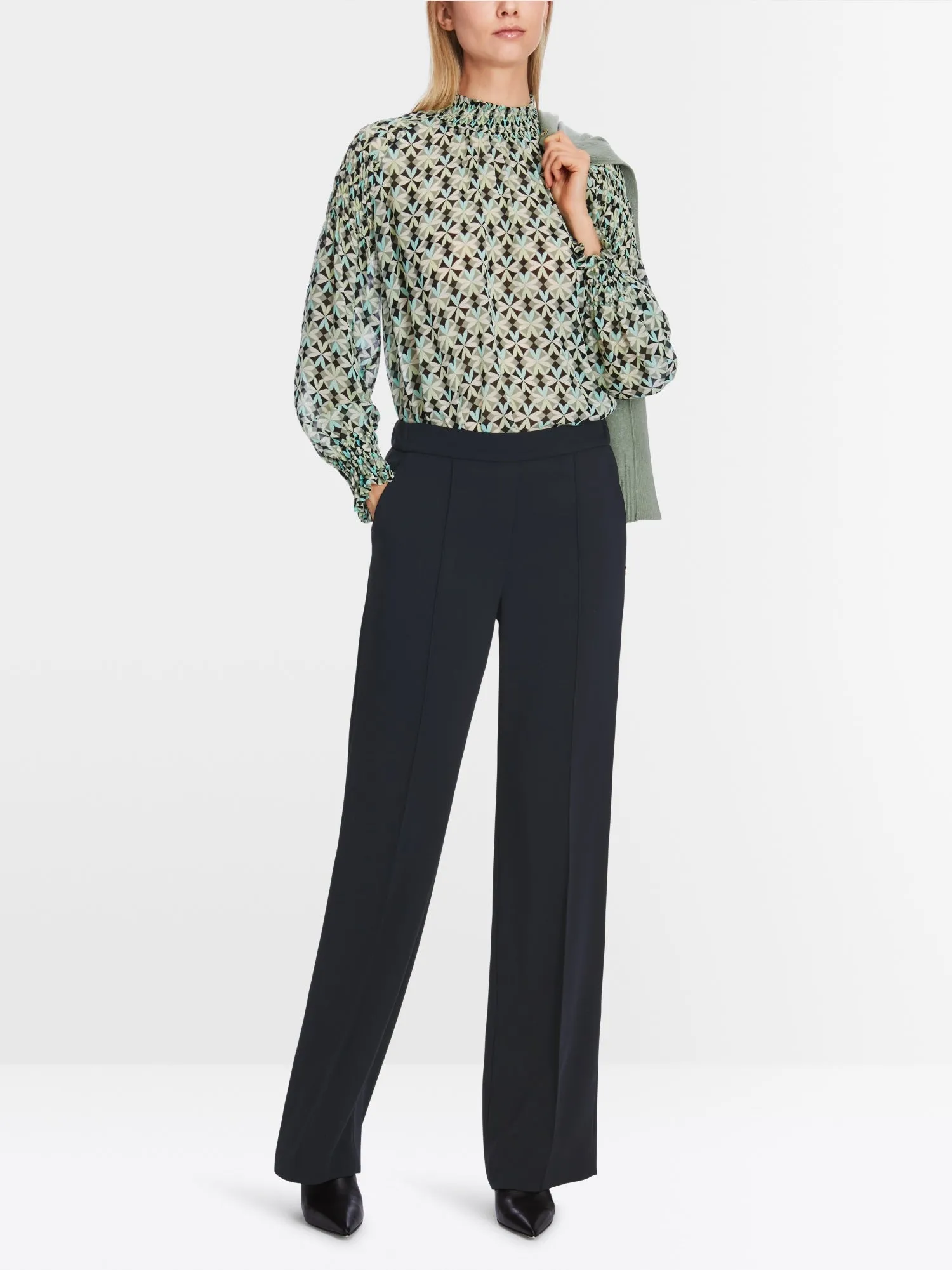 Midnight Blue Washington Wide Leg Tailored Pants