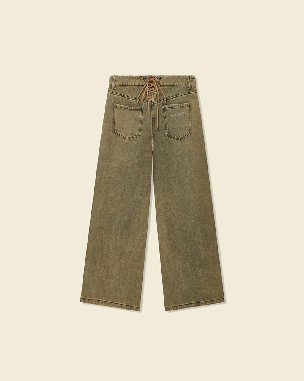 Sandblast Wide Leg Denim Pants