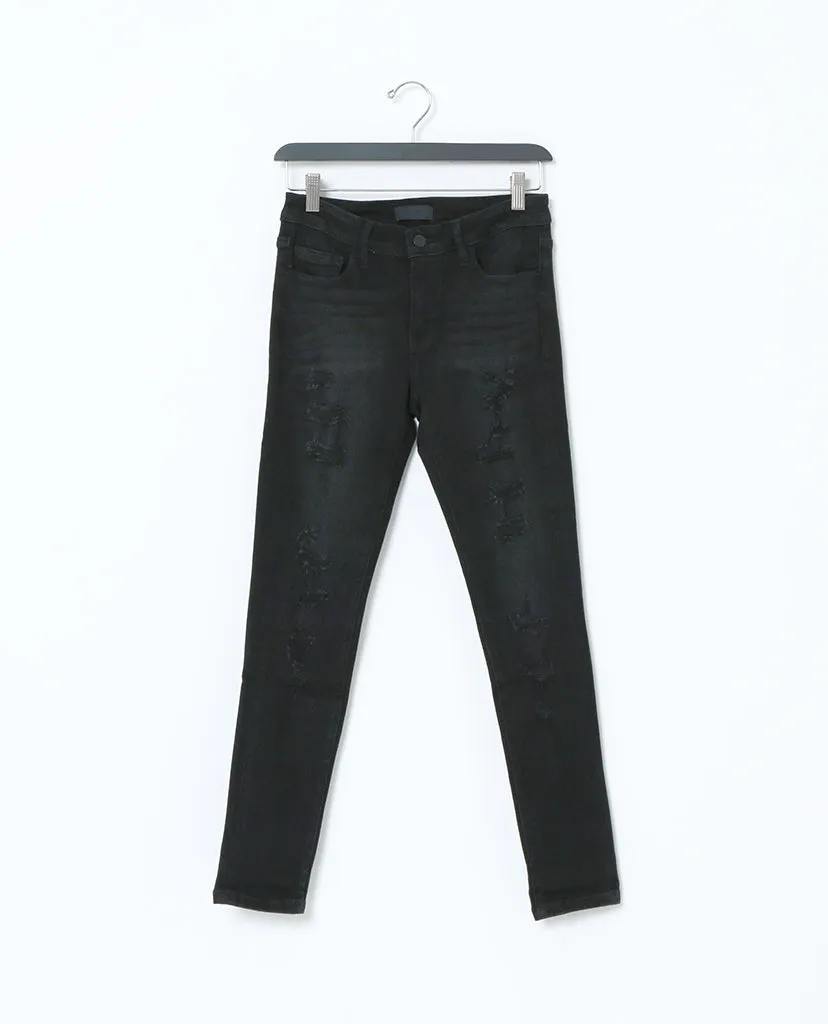 Spotless Mind Black Denim Distressed Skinny Jeans