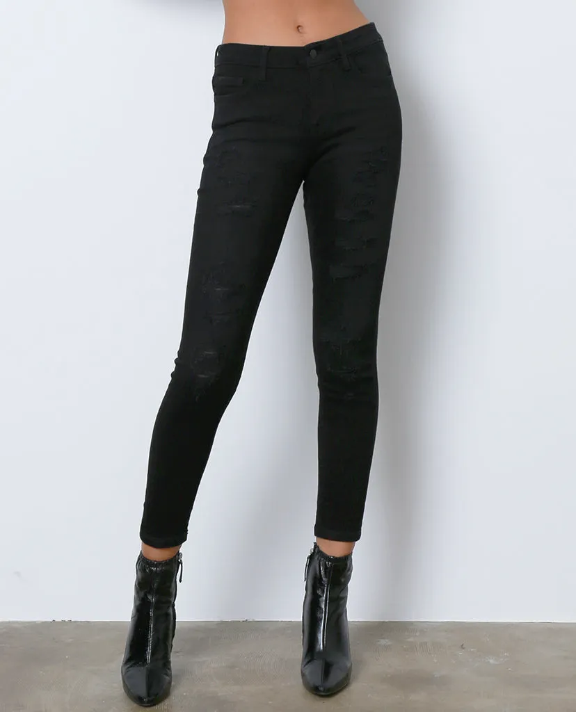 Spotless Mind Black Denim Distressed Skinny Jeans