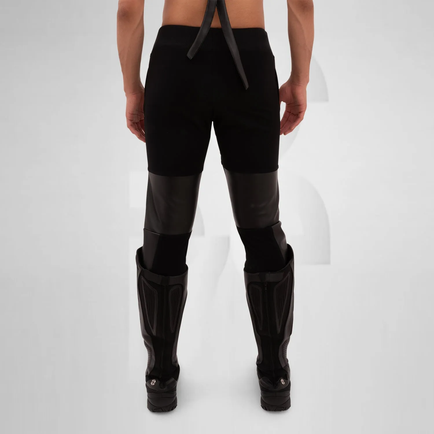 Vegan Leather Laser-Cut Jogger Pants
