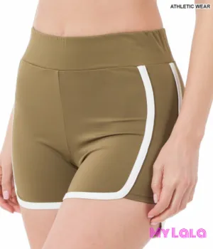 White Trim Shorts (Dusty Olive)