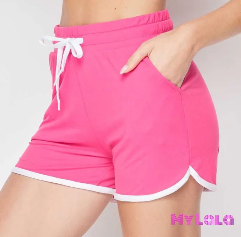 White Trim Shorts (Fuchsia)