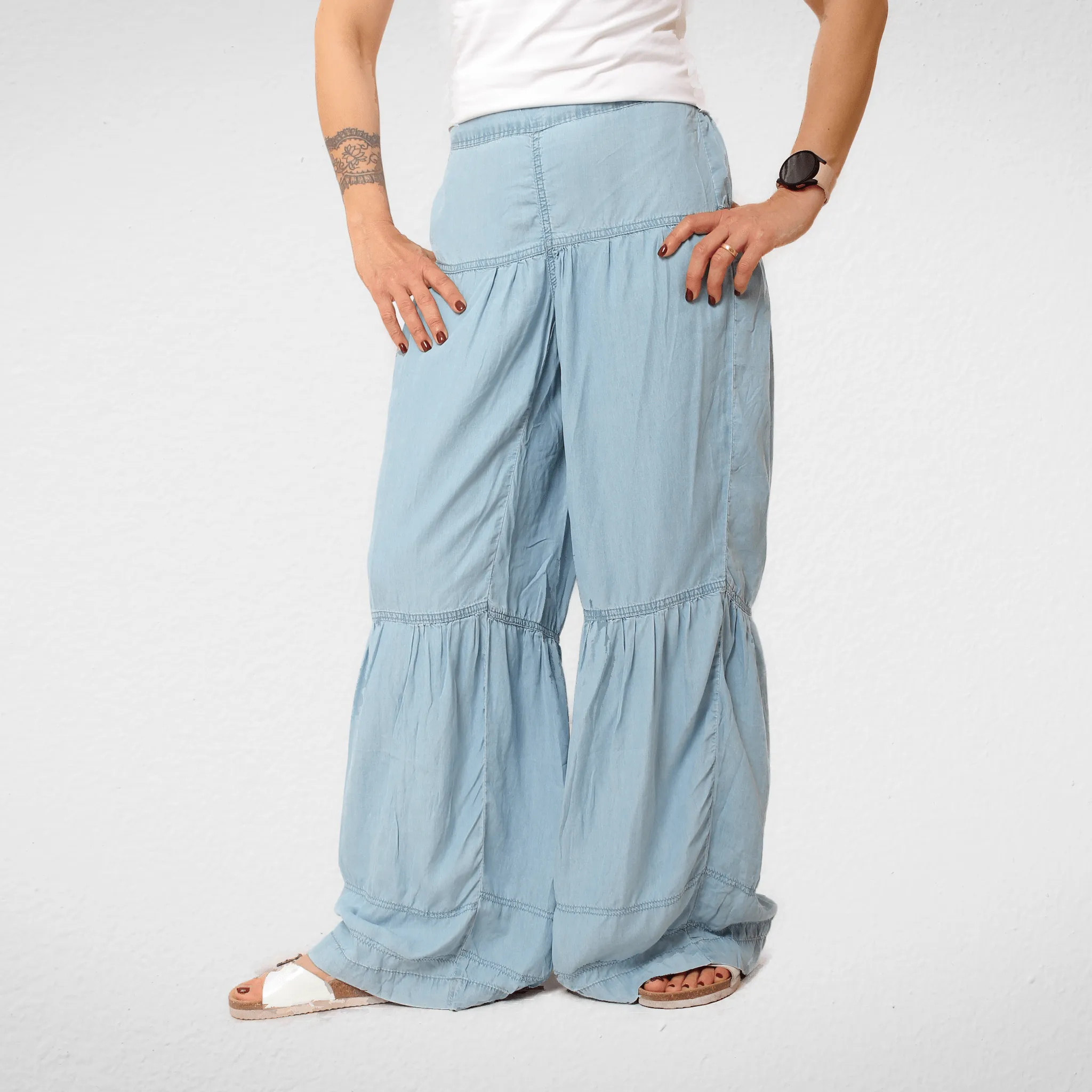 Women Pants (Wide Leg) - "Sincerely Jules" - Blue Jeans